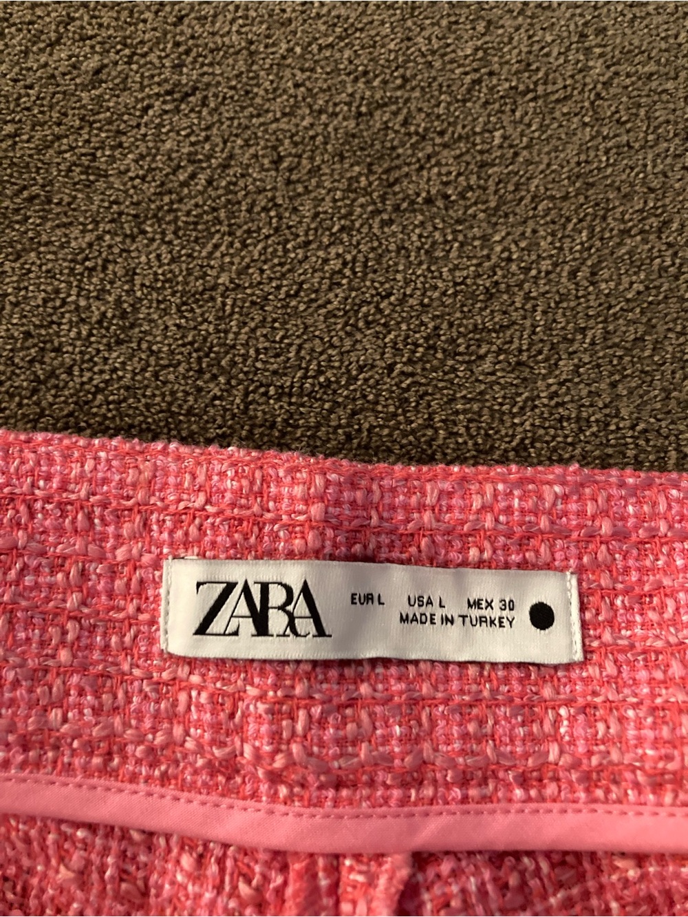 Zara Pink Textured woven Pants. Large. - Picture 7 of 8